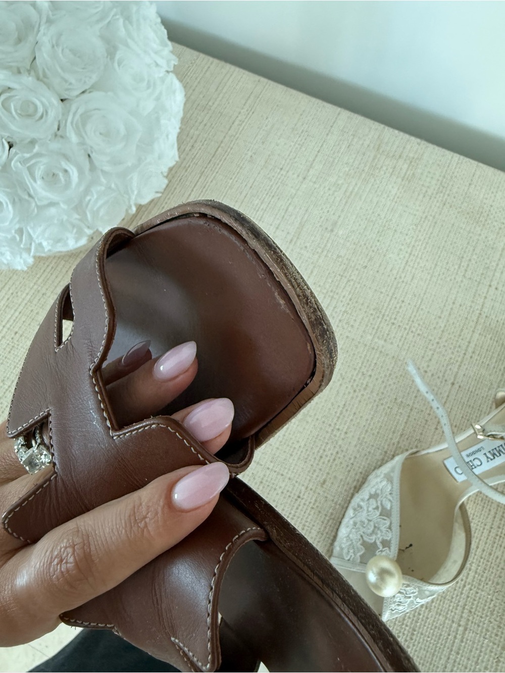 HERMES TAN ORAN SANDALS - Picture 3 of 6